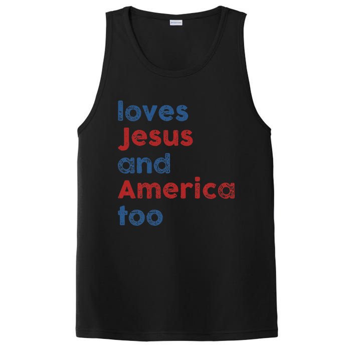 Loves Jesus And America Too 4th of July Proud Wo PosiCharge Competitor Tank