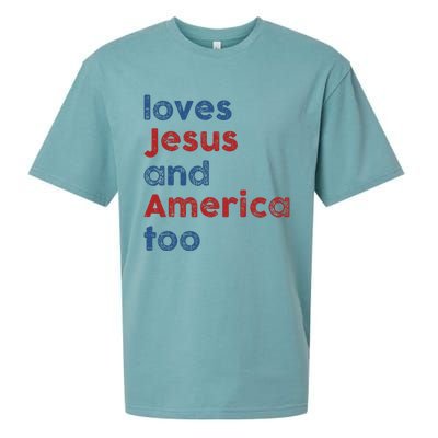 Loves Jesus And America Too 4th of July Proud Wo Sueded Cloud Jersey T-Shirt