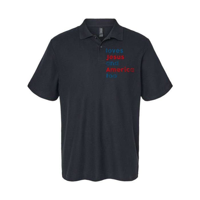 Loves Jesus And America Too Patriotic Proud Softstyle Adult Sport Polo