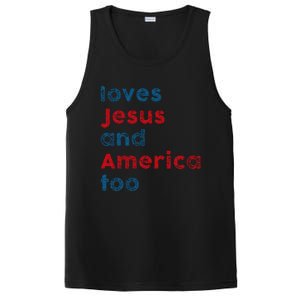 Loves Jesus And America Too Patriotic Proud PosiCharge Competitor Tank