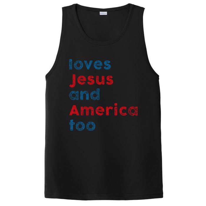 Loves Jesus And America Too Patriotic Proud PosiCharge Competitor Tank