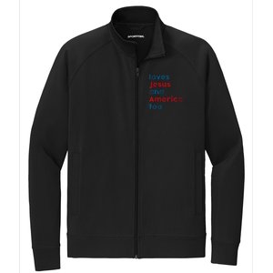 Loves Jesus And America Too Patriotic Proud Stretch Full-Zip Cadet Jacket