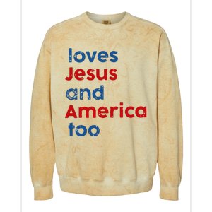 Loves Jesus and America Too Colorblast Crewneck Sweatshirt