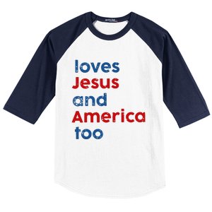 Loves Jesus and America Too Baseball Sleeve Shirt