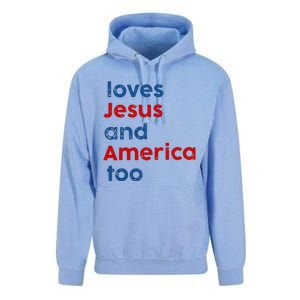 Loves Jesus and America Too Unisex Surf Hoodie