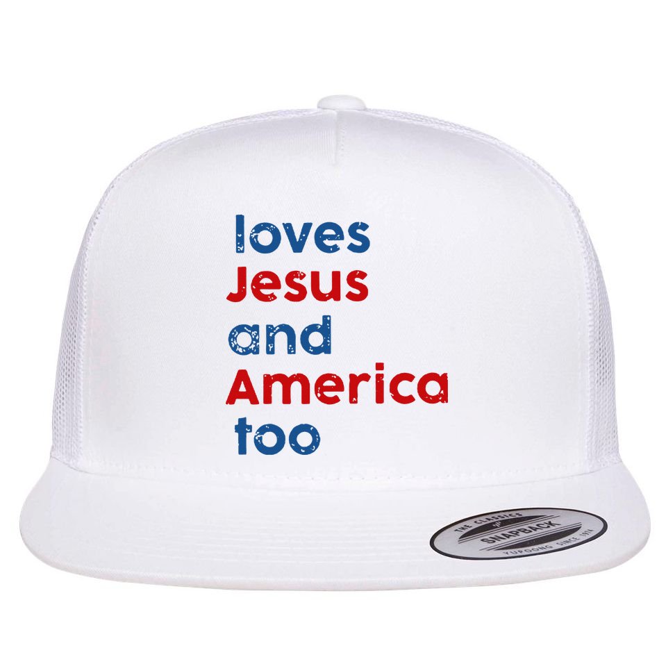 Loves Jesus and America Too Flat Bill Trucker Hat