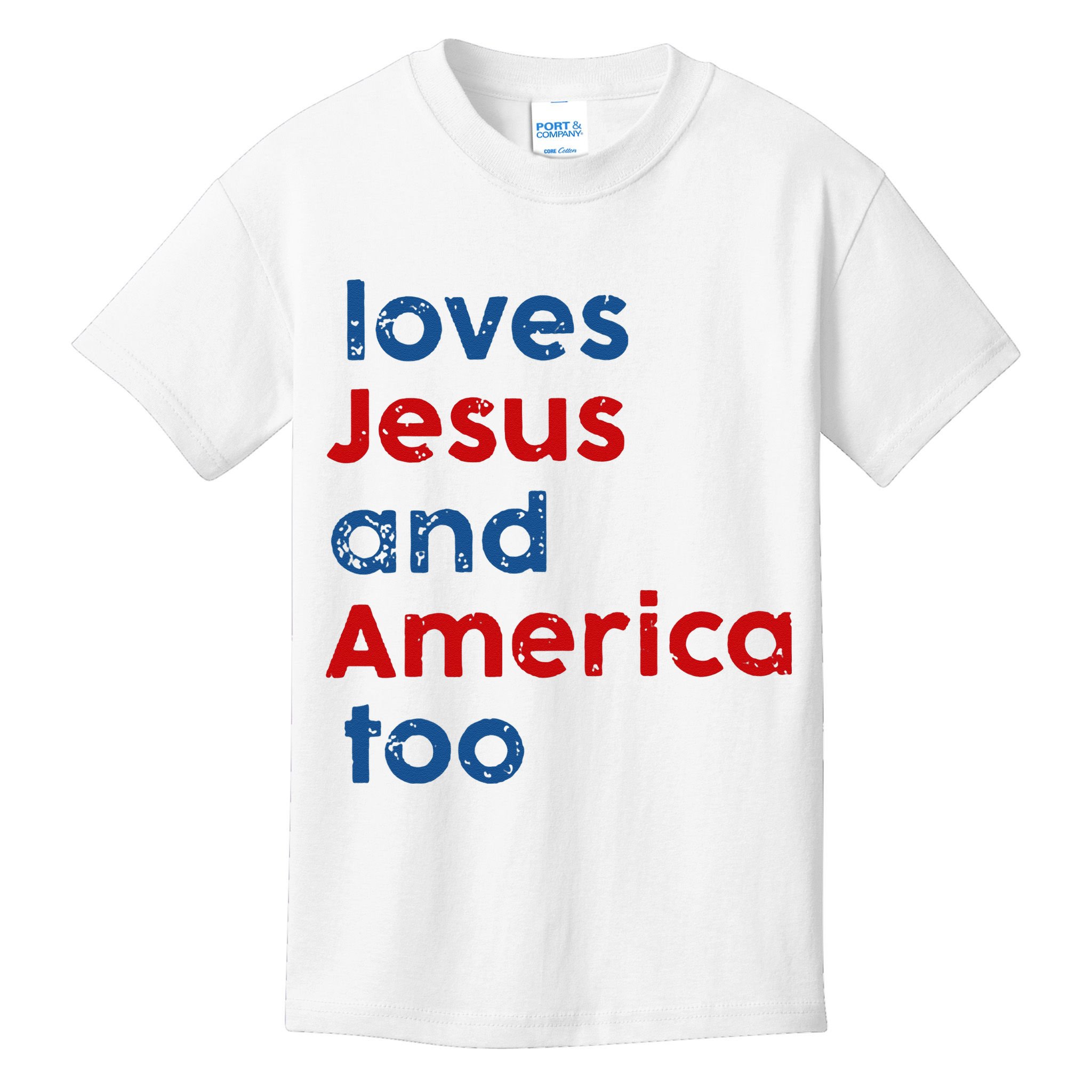 Loves Jesus and America Too Kids T-Shirt