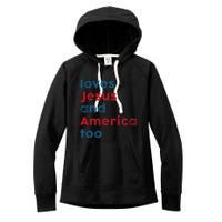 Loves Jesus And America Too Patriotic  Proud Women's Fleece Hoodie