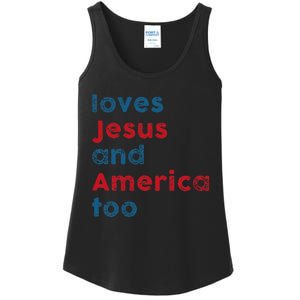 Loves Jesus And America Too Patriotic  Proud Ladies Essential Tank