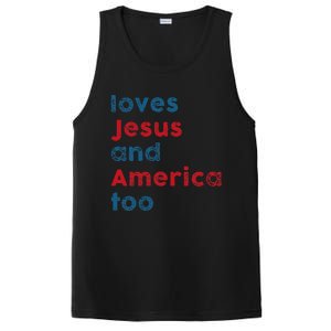 Loves Jesus And America Too Patriotic  Proud PosiCharge Competitor Tank