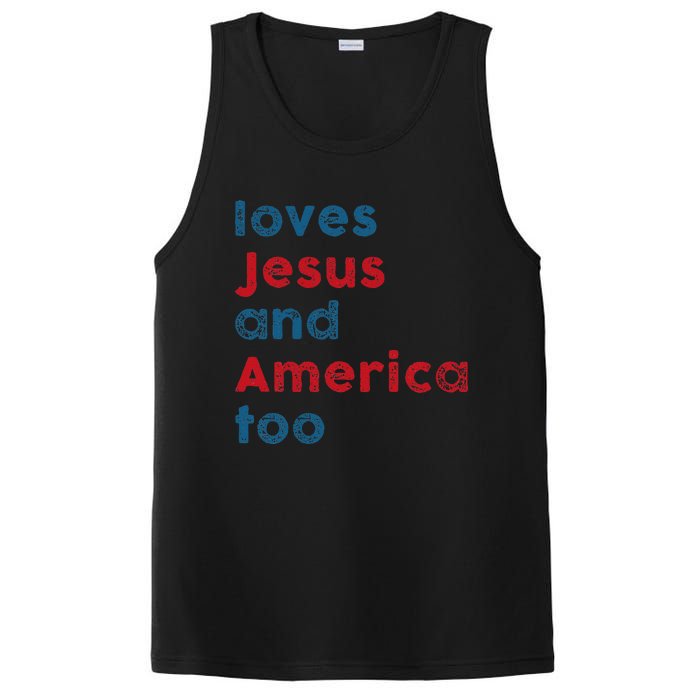 Loves Jesus And America Too Patriotic  Proud PosiCharge Competitor Tank