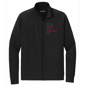 Loves Jesus And America Too Patriotic  Proud Stretch Full-Zip Cadet Jacket