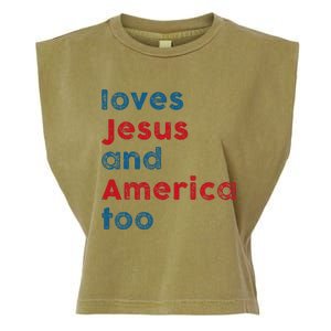 Loves Jesus And America Too Patriotic  Proud Garment-Dyed Women's Muscle Tee