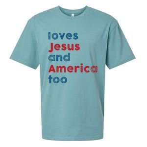 Loves Jesus And America Too Patriotic  Proud Sueded Cloud Jersey T-Shirt