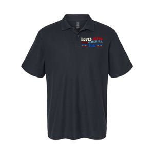 Loves Jesus And America Too Patriotic 4th of july christian Softstyle Adult Sport Polo