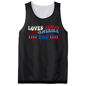 Loves Jesus And America Too Patriotic 4th of july christian Mesh Reversible Basketball Jersey Tank