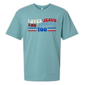 Loves Jesus And America Too Patriotic 4th of july christian Sueded Cloud Jersey T-Shirt