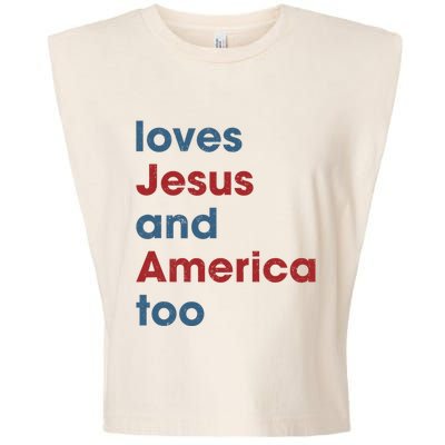 Loves Jesus And America Too Christian Patriot Garment-Dyed Women's Muscle Tee