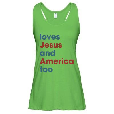 Loves Jesus And America Too Christian Patriot Ladies Essential Flowy Tank