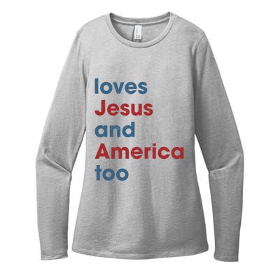 Loves Jesus And America Too Christian Patriot Womens CVC Long Sleeve Shirt