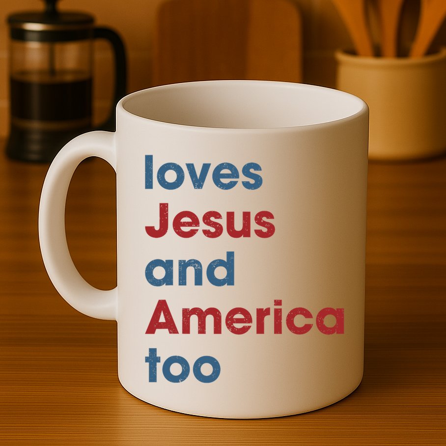 Loves Jesus And America Too Christian Patriot Mug
