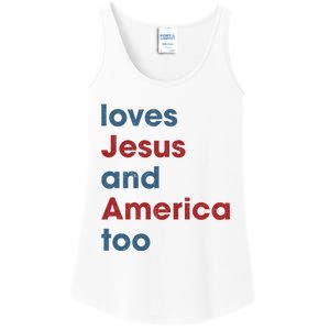 Loves Jesus And America Too Christian Patriot Ladies Essential Tank