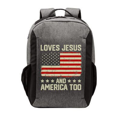 Loves Jesus And America Too USA Patriotic Christian Vector Backpack