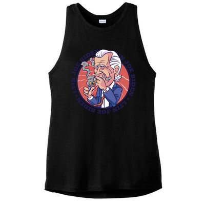 Lyin Joe Biden Smoking Joint Funny Ladies PosiCharge Tri-Blend Wicking Tank