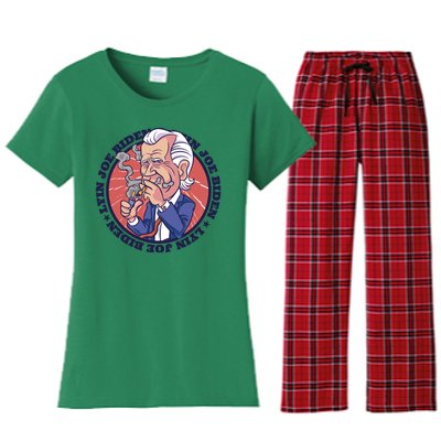 Lyin Joe Biden Smoking Joint Funny Women's Flannel Pajama Set