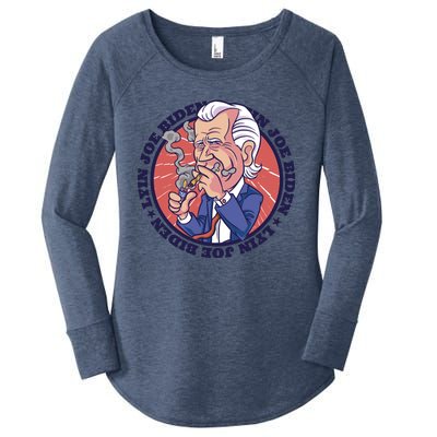 Lyin Joe Biden Smoking Joint Funny Women's Perfect Tri Tunic Long Sleeve Shirt