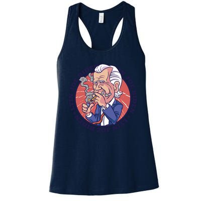 Lyin Joe Biden Smoking Joint Funny Women's Racerback Tank