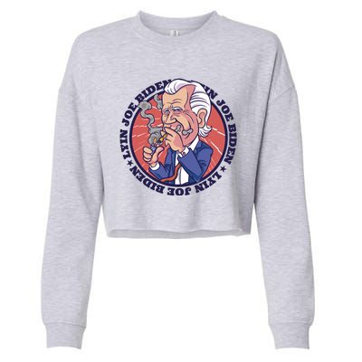 Lyin Joe Biden Smoking Joint Funny Cropped Pullover Crew