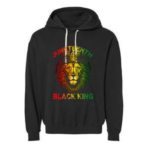 Lion Juneteenth Black King Melanin Father Dad Garment-Dyed Fleece Hoodie