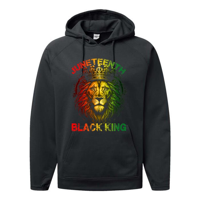 Lion Juneteenth Black King Melanin Father Dad Performance Fleece Hoodie