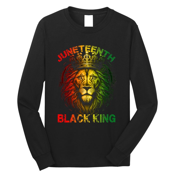 Lion Juneteenth Black King Melanin Father Dad Long Sleeve Shirt