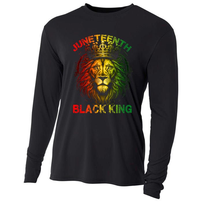 Lion Juneteenth Black King Melanin Father Dad Cooling Performance Long Sleeve Crew