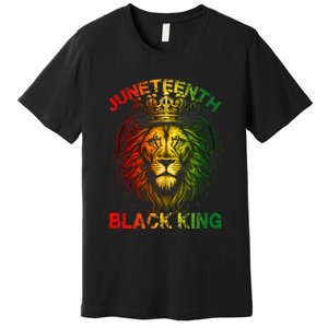 Lion Juneteenth Black King Melanin Father Dad Premium T-Shirt