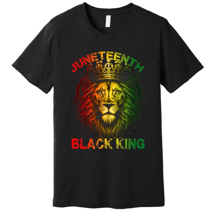 Lion Juneteenth Black King Melanin Father Dad Premium T-Shirt