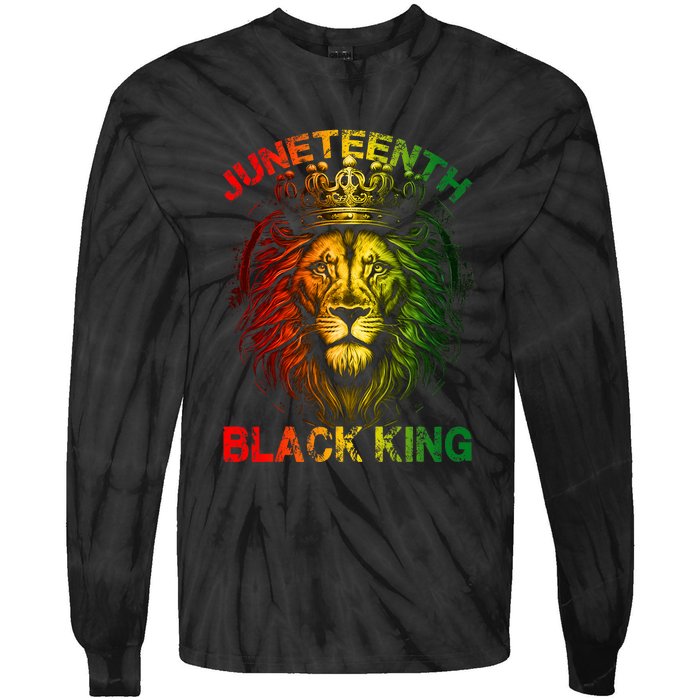 Lion Juneteenth Black King Melanin Father Dad Tie-Dye Long Sleeve Shirt