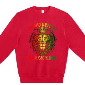 Lion Juneteenth Black King Melanin Father Dad Premium Crewneck Sweatshirt