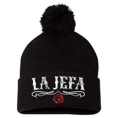 La Jefa Boss In Spanish Mexican Pom Pom 12in Knit Beanie