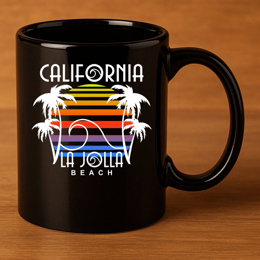 La Jolla Beach California 11oz C Handle Ceramic Mug