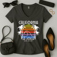 La Jolla Beach California Women's V-Neck T-Shirt