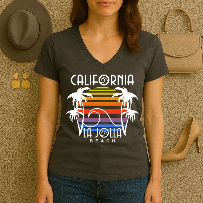 La Jolla Beach California Women's V-Neck T-Shirt