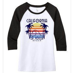 La Jolla Beach California Women's Tri-Blend 3/4-Sleeve Raglan Shirt