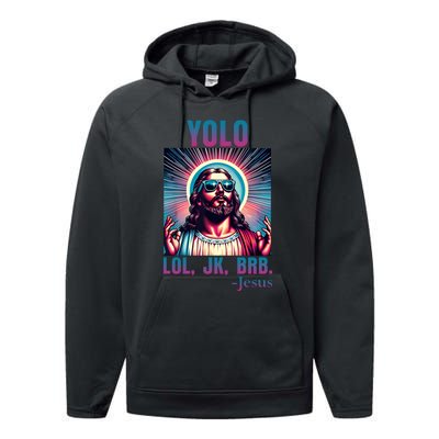 Lol Jk Brb Jesus Funny Easter Day Performance Fleece Hoodie