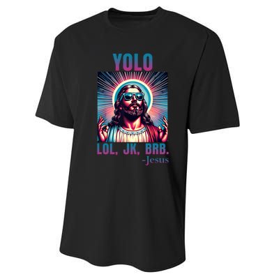 Lol Jk Brb Jesus Funny Easter Day Performance Sprint T-Shirt