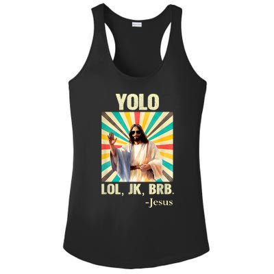 Lol Jk Brb Jesus Funny Easter Christians Ladies PosiCharge Competitor Racerback Tank