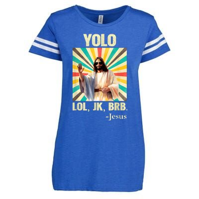 Lol Jk Brb Jesus Funny Easter Christians Enza Ladies Jersey Football T-Shirt