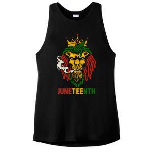 Lion Juneteenth Cool Black History African American Flag Ladies PosiCharge Tri-Blend Wicking Tank